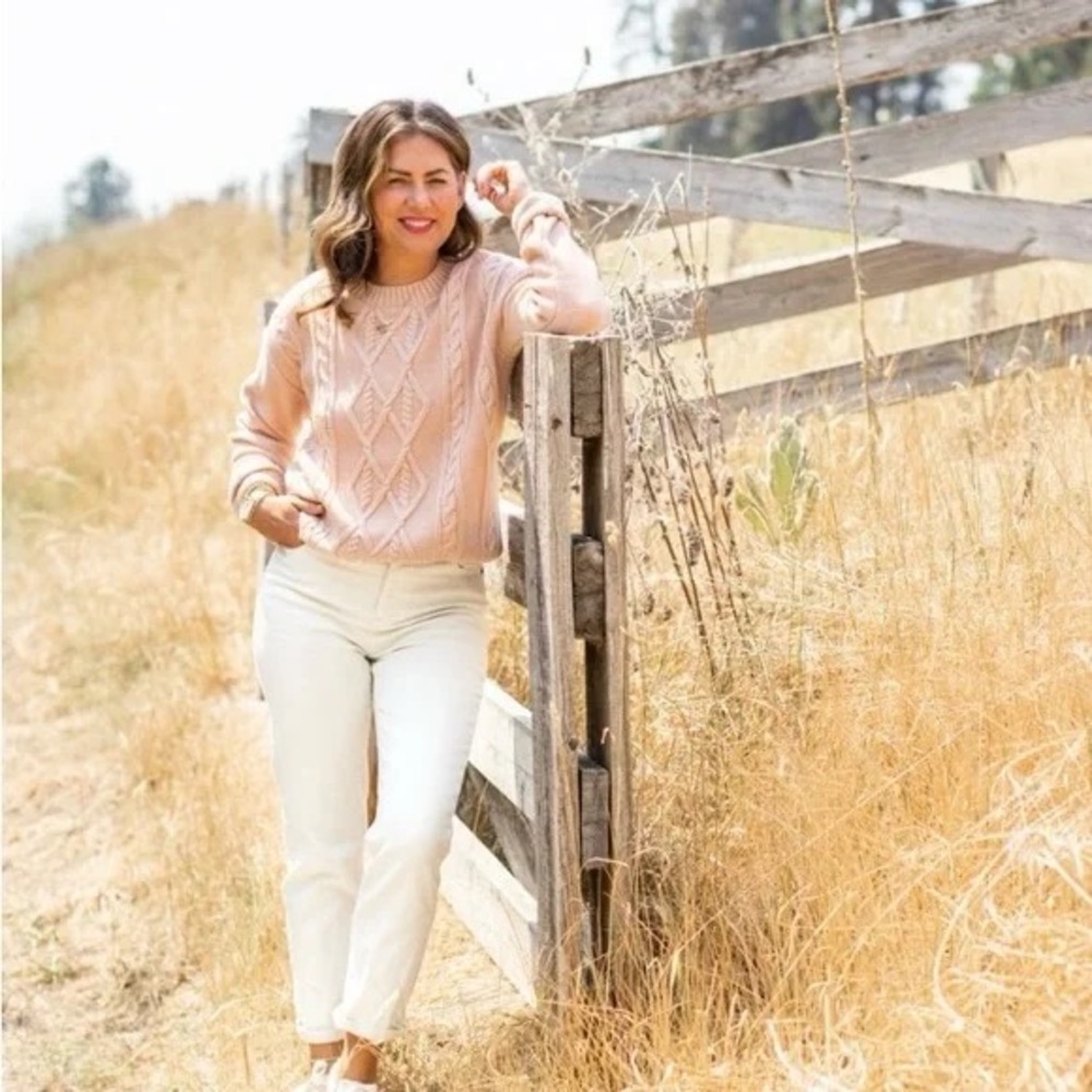 Joe Fresh x Jillian Harris Cable Knit Crewneck Sweater - Beige